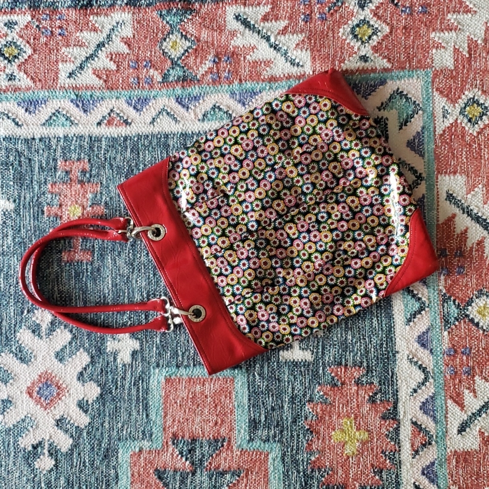 Vera Bradley bright floral vinyl tote